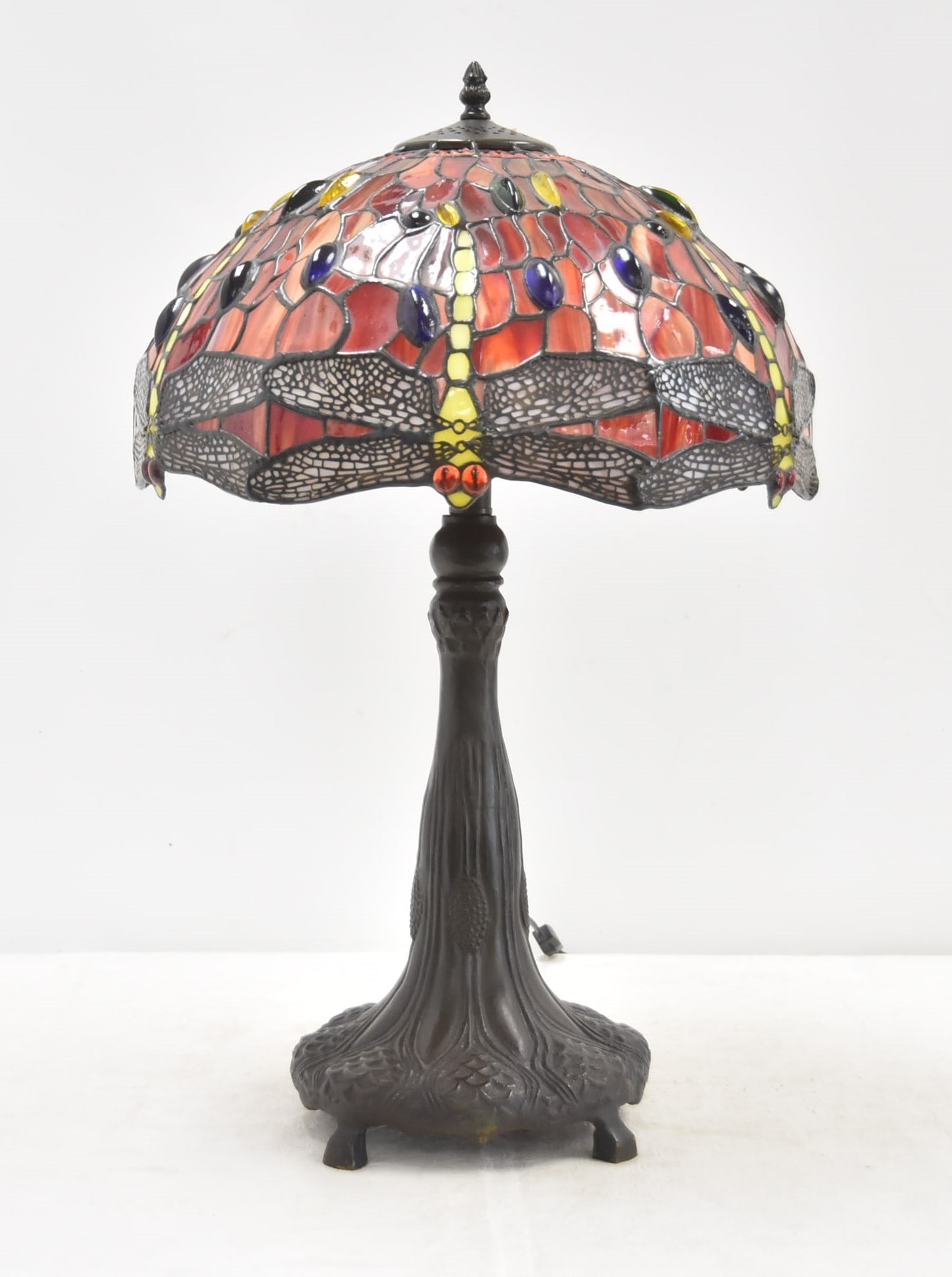 TIFFANY STYLE DRAGONFLY TABLE LAMP WITH JEWELS (1 of 15)