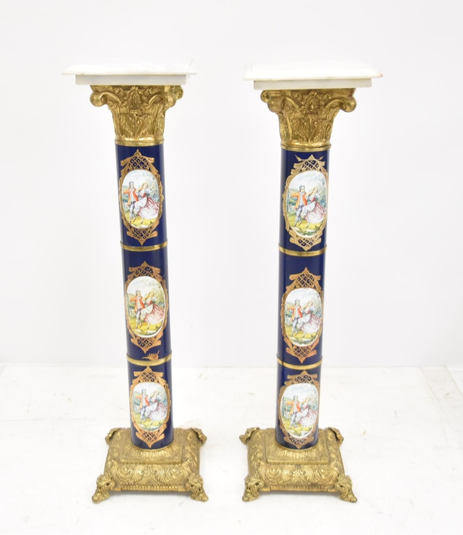 (Pr) COBALT BRONZE MOUNTED PEDESTALS (1 of 14)