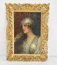 ANTIQUE OIL ON CANVAS PORTRAIT OF WOMAN