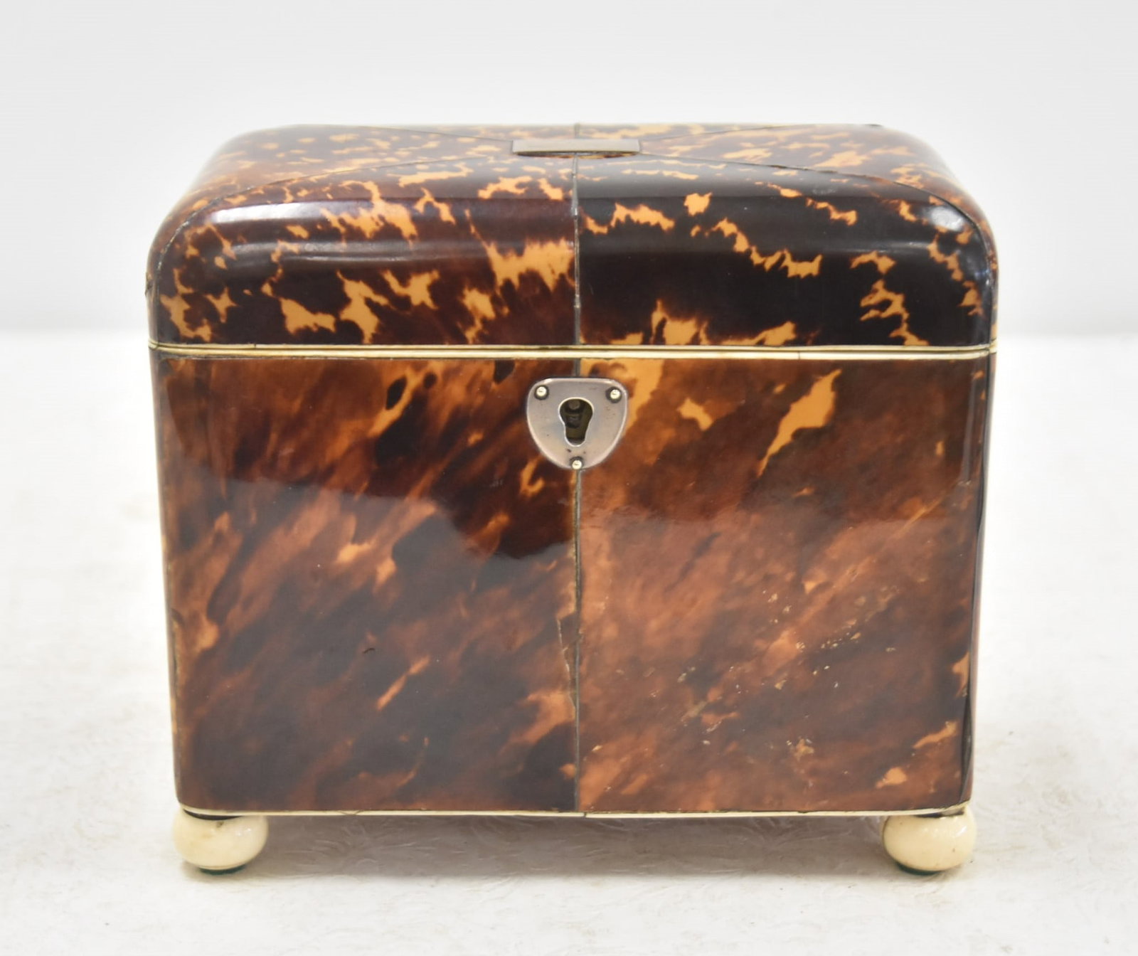 19thC REGENCY TORTOISESHELL TEA CADDY (1 of 14)
