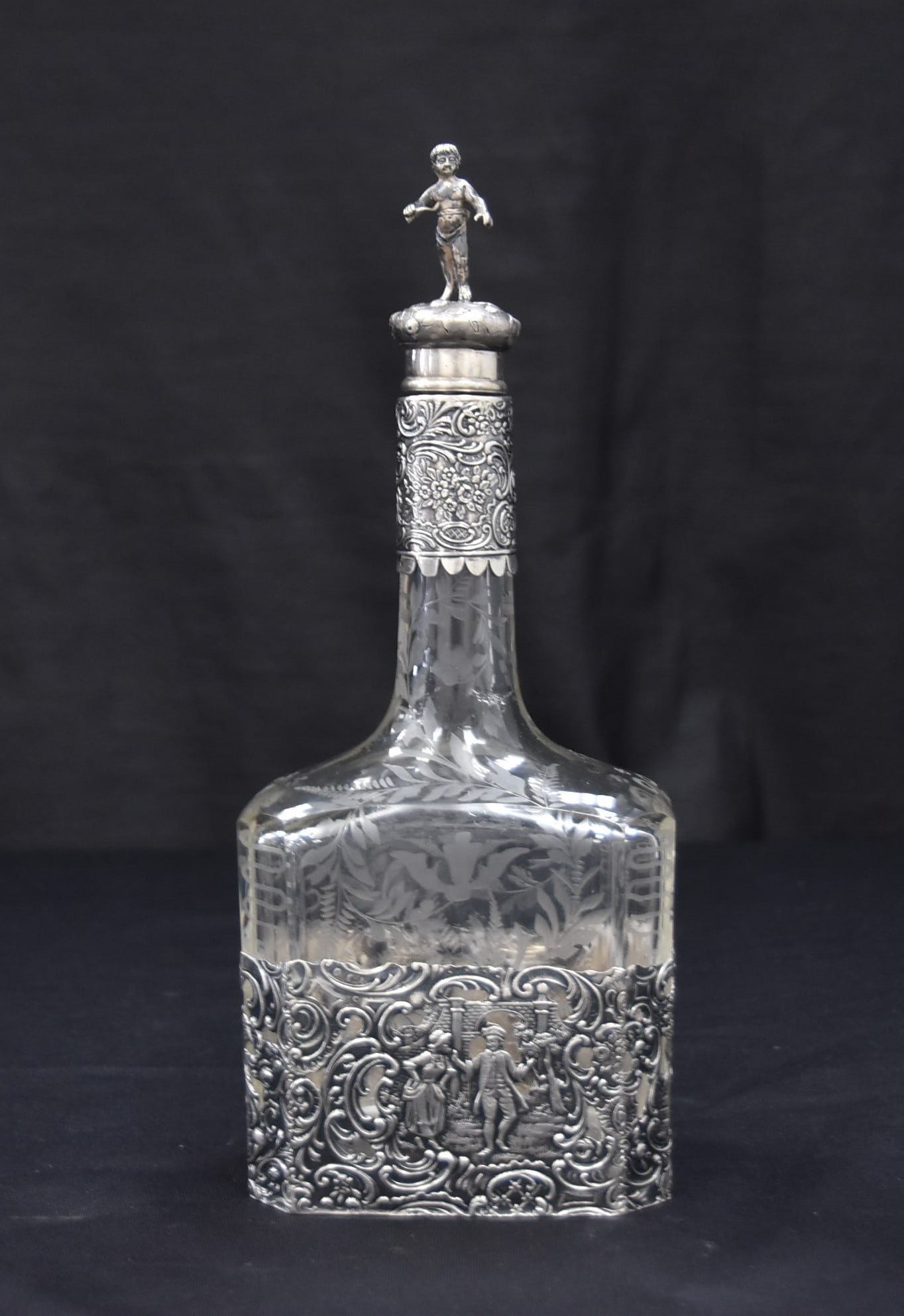 DUTCH ? STERLING MOUNTED GLASS DECANTER (1 of 12)