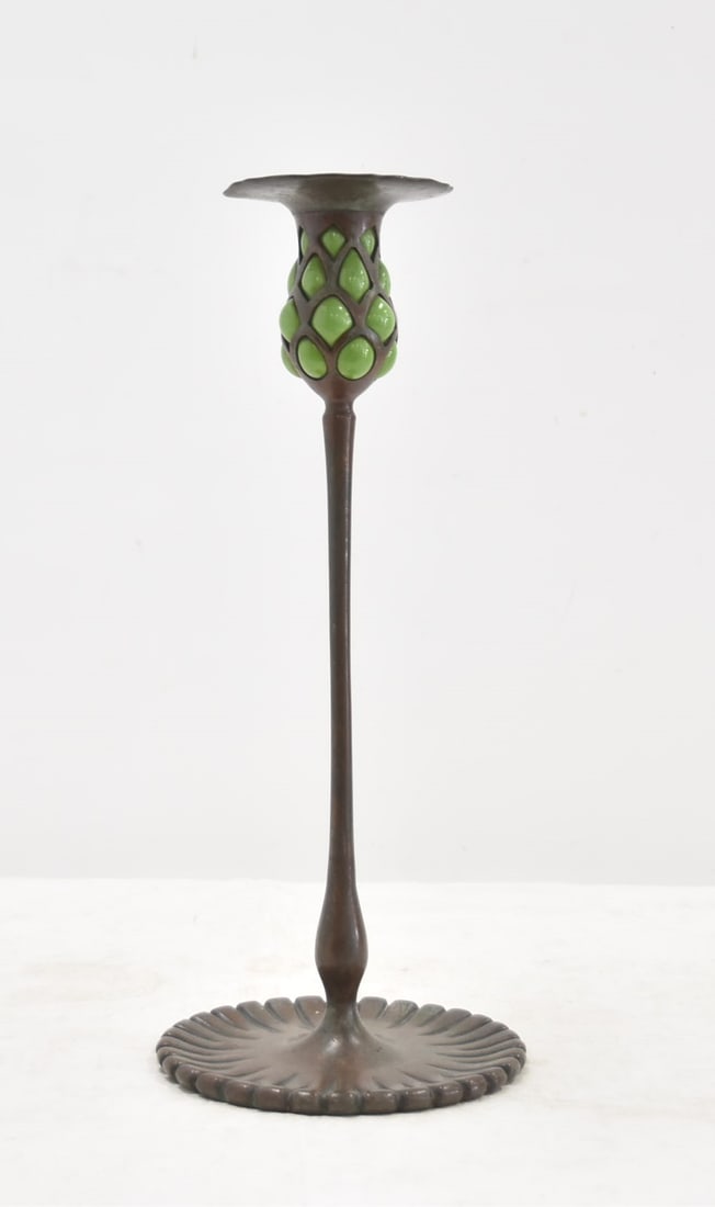 EARLY TIFFANY STUDIOS BRONZE CANDLESTICK (1 of 15)