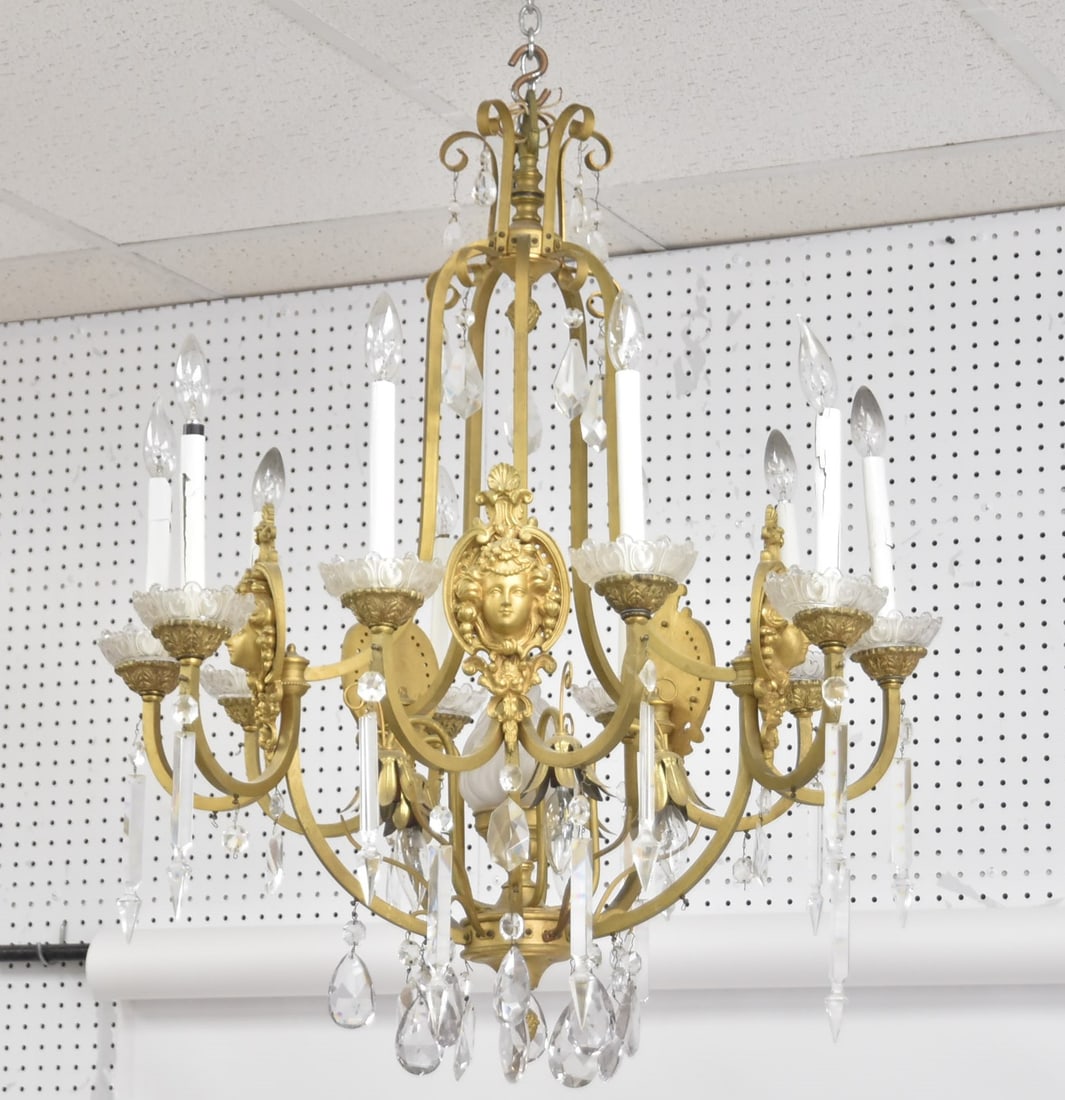 GILT BRONZE & CRYSTAL CHANDELIER (1 of 15)