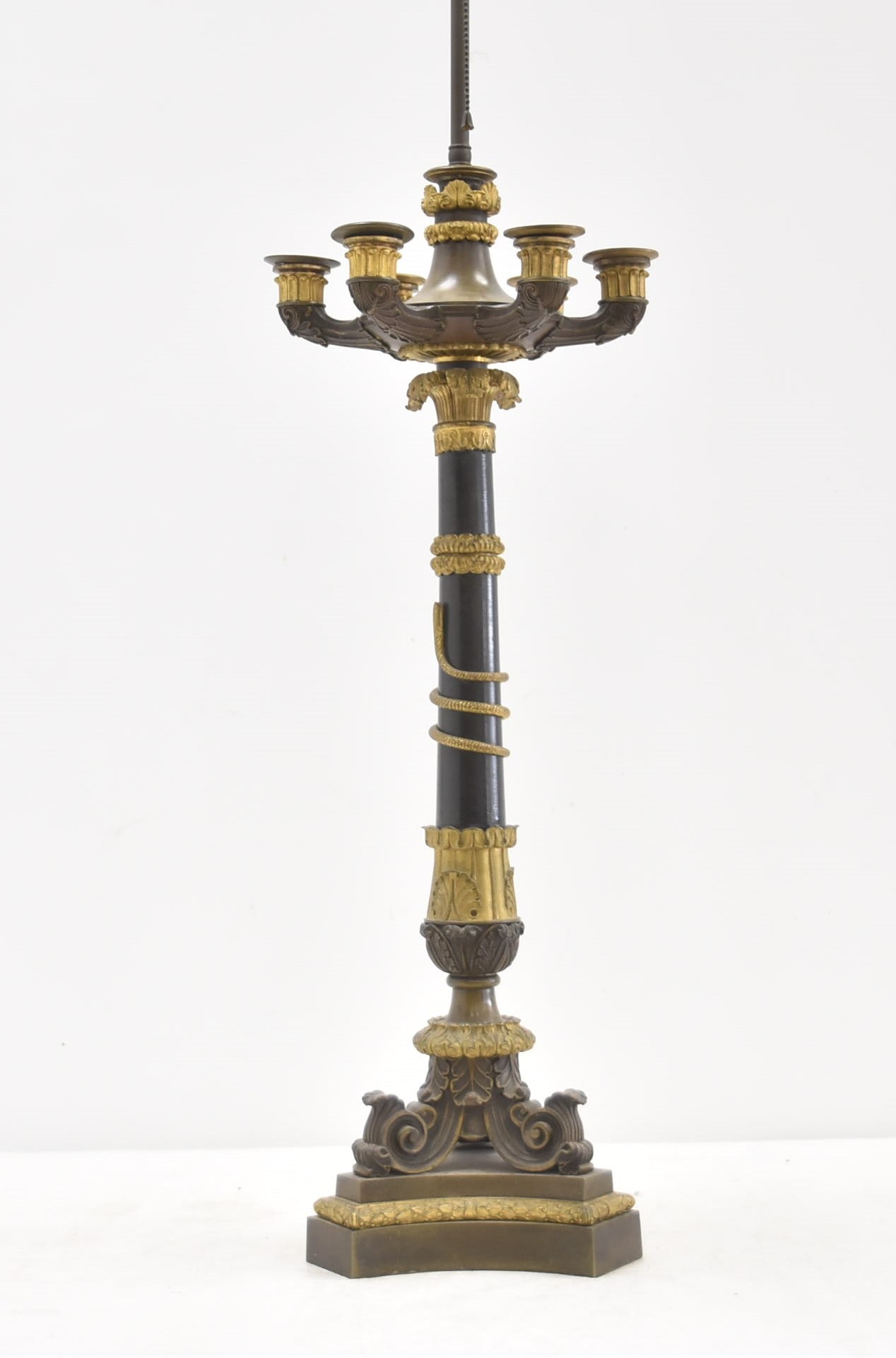 2-TONE FRENCH EMPIRE BRONZE CANDELABRA (1 of 10)