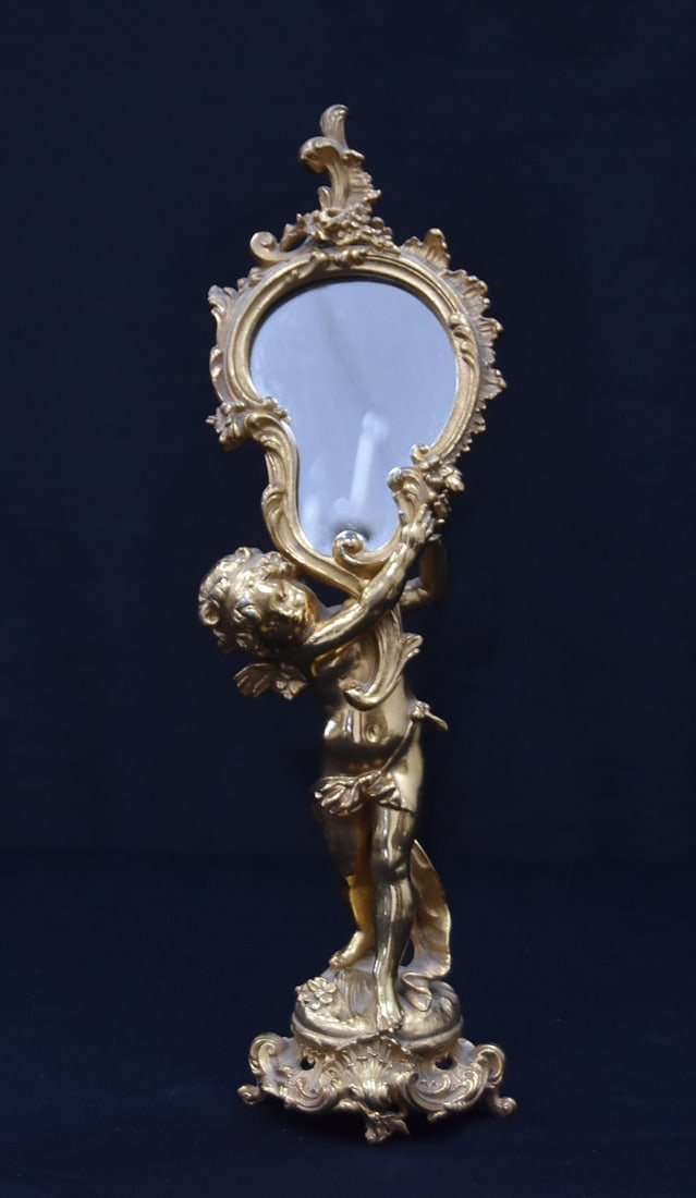 AUGUST MOREAU GILDED CHERUB MIRROR (1 of 11)