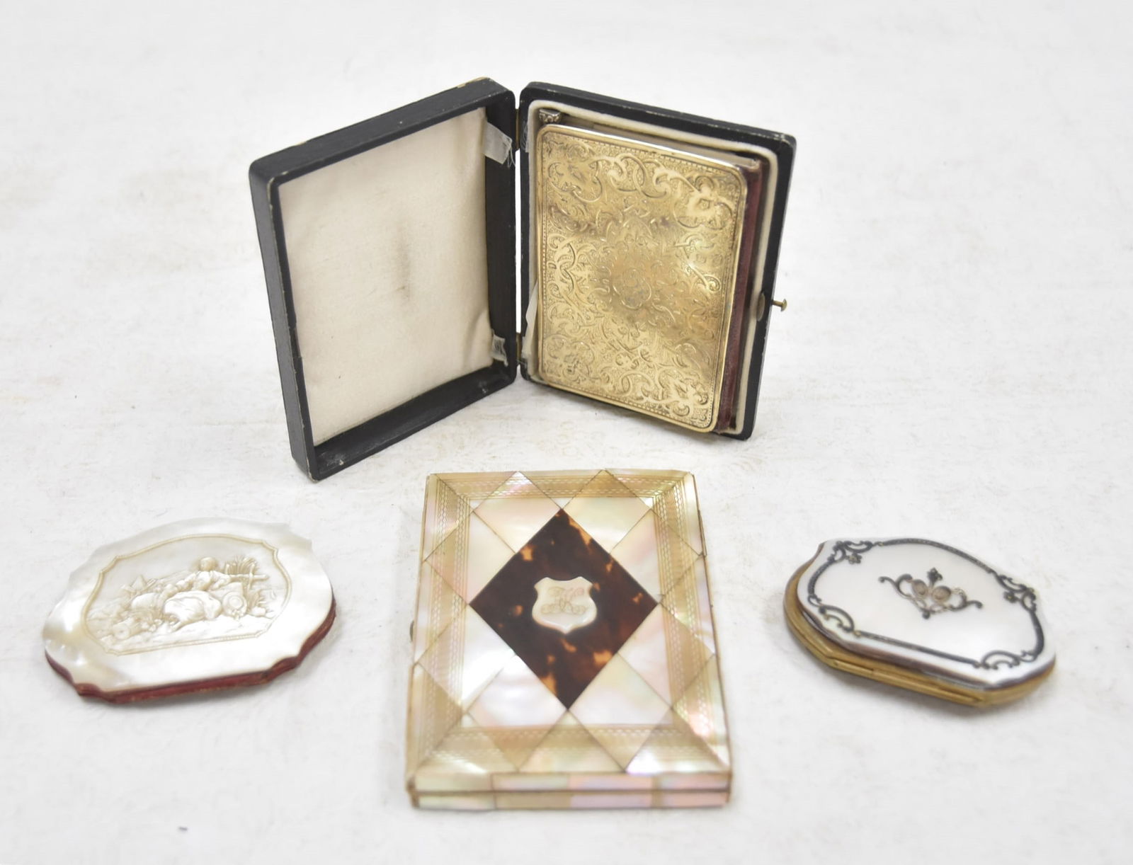 ANTIQUE CALLING CARD CASE , CHANGE PURSES & PAD (1 of 16)