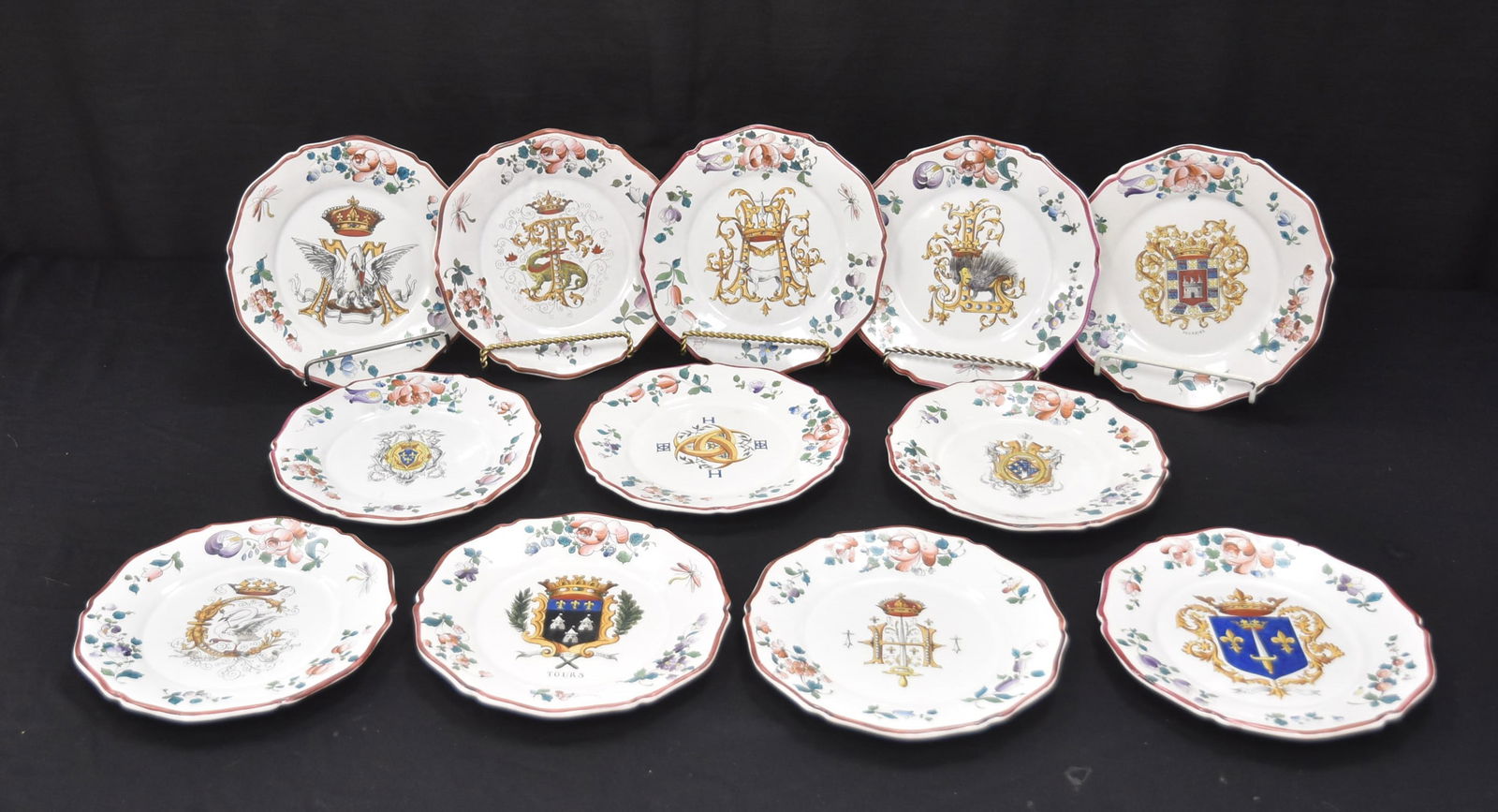(12) FRENCH FAIENCE ARMORIAL PLATES (1 of 20)
