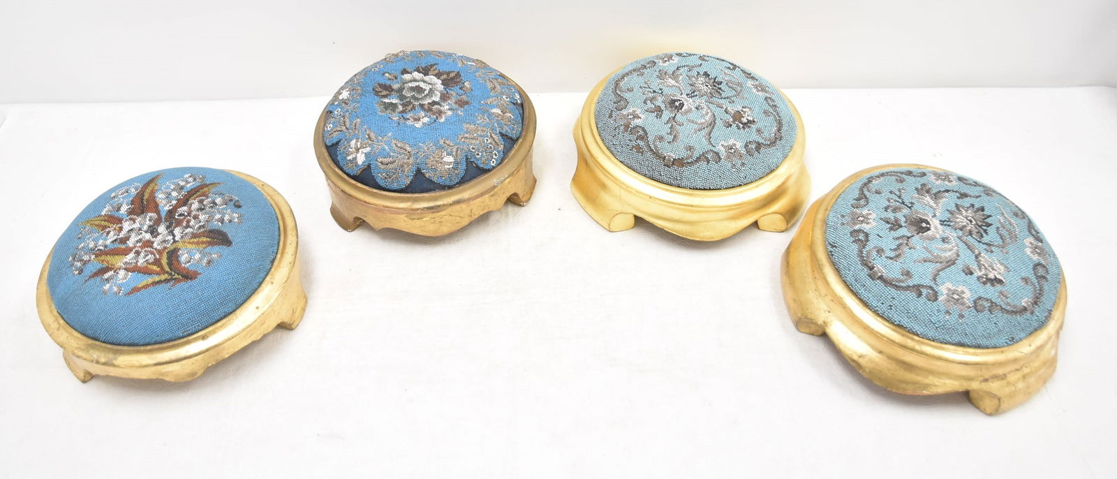 (4) ANTIQUE 19thC BEADED NEEDLEWORK FOOT STOOLS (1 of 20)