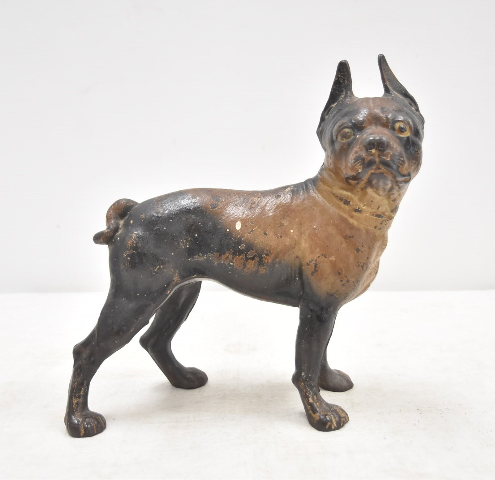 HUBLEY CAST IRON FRENCH BULL DOG: ANTIQUE HUBLEY CAST IRON FRENCH BULLDOG DOOR STOP - 10" x 4" x 10"
