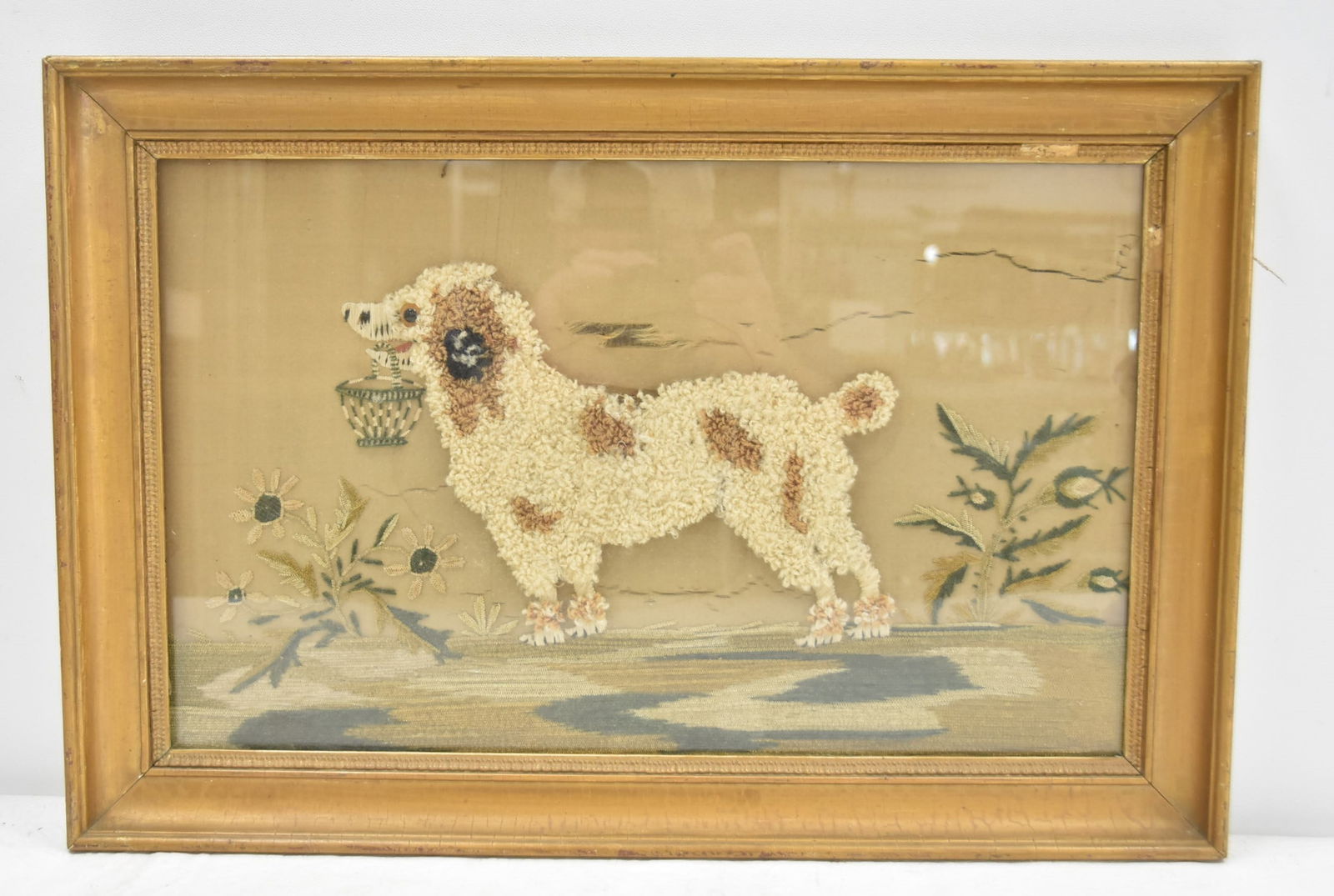 ANTIQUE 19thC WOOLIE NEEDLEWORK OF DOG (1 of 10)