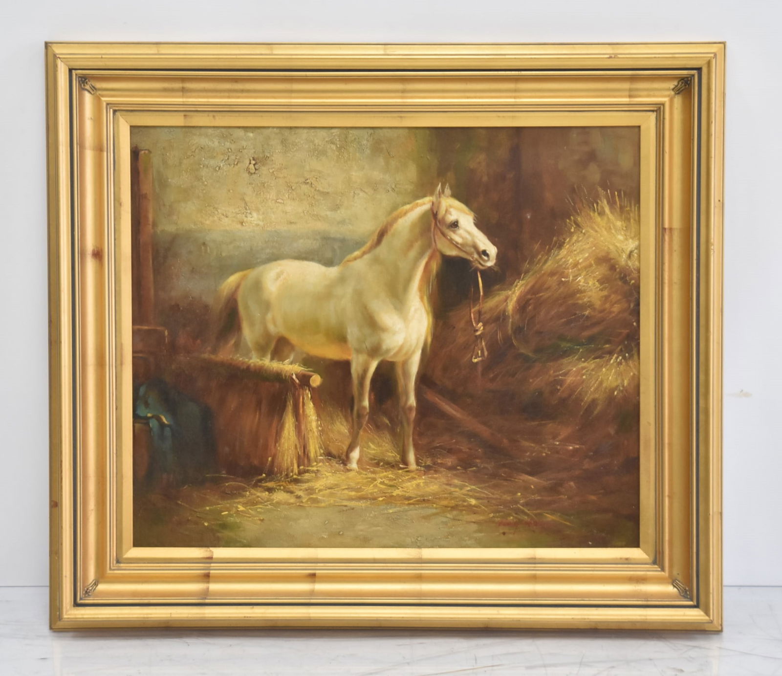 OIL ON CANVAS HORSE IN BARN (1 of 8)