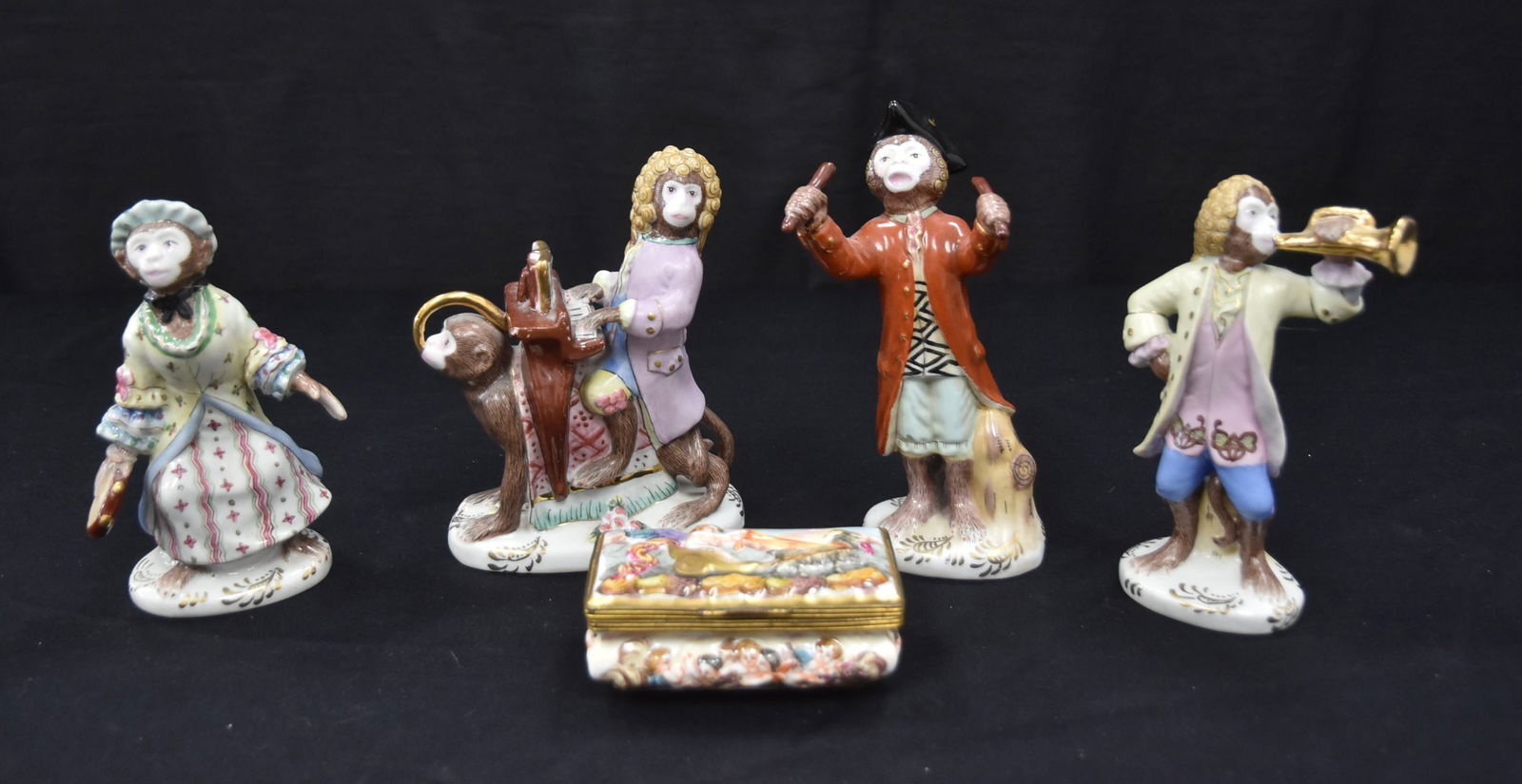 (4)pc PORCELAIN MONKEY BAND & CAPODIMONTE BOX (1 of 11)