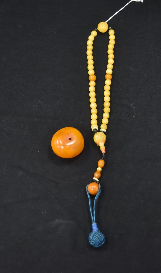 AMBER WORRY BEADS & LARGE AMBER BEAD (1 of 7)