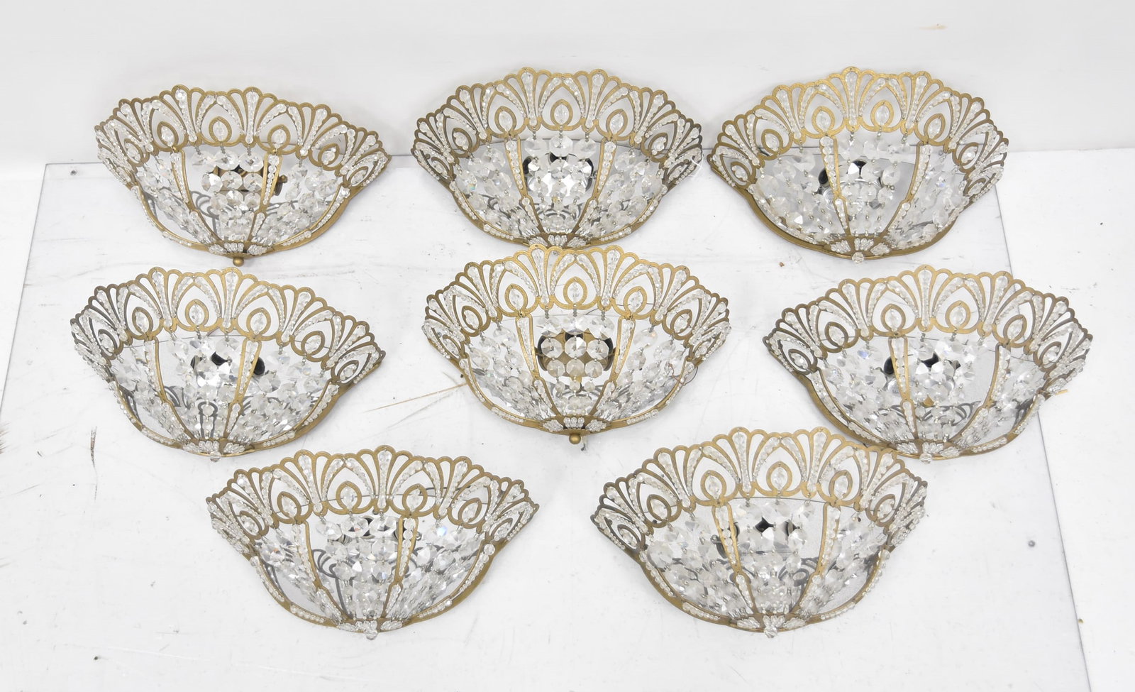 SET OF (8) CONTEMPORARY BEADED CRYSTAL SCONCES (1 of 13)