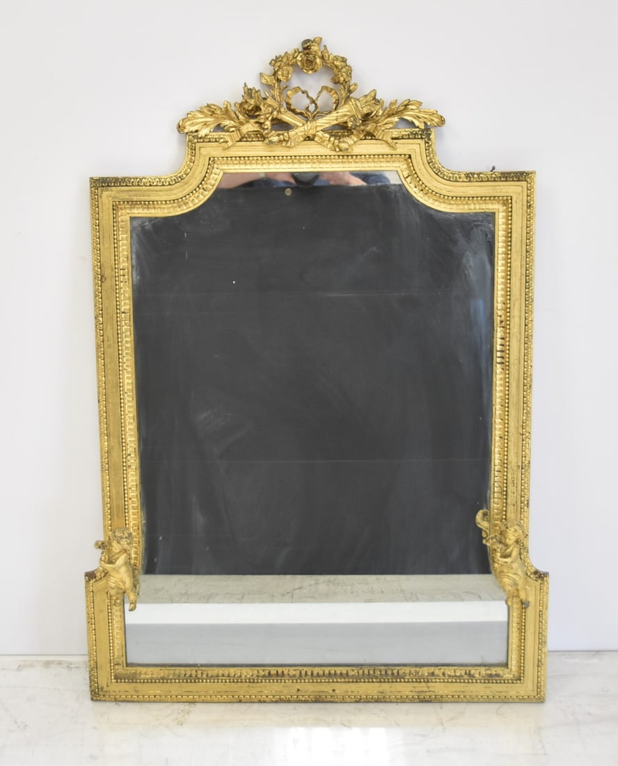 ANTIQUE FRENCH BRONZE CHERUB MIRROR (1 of 9)