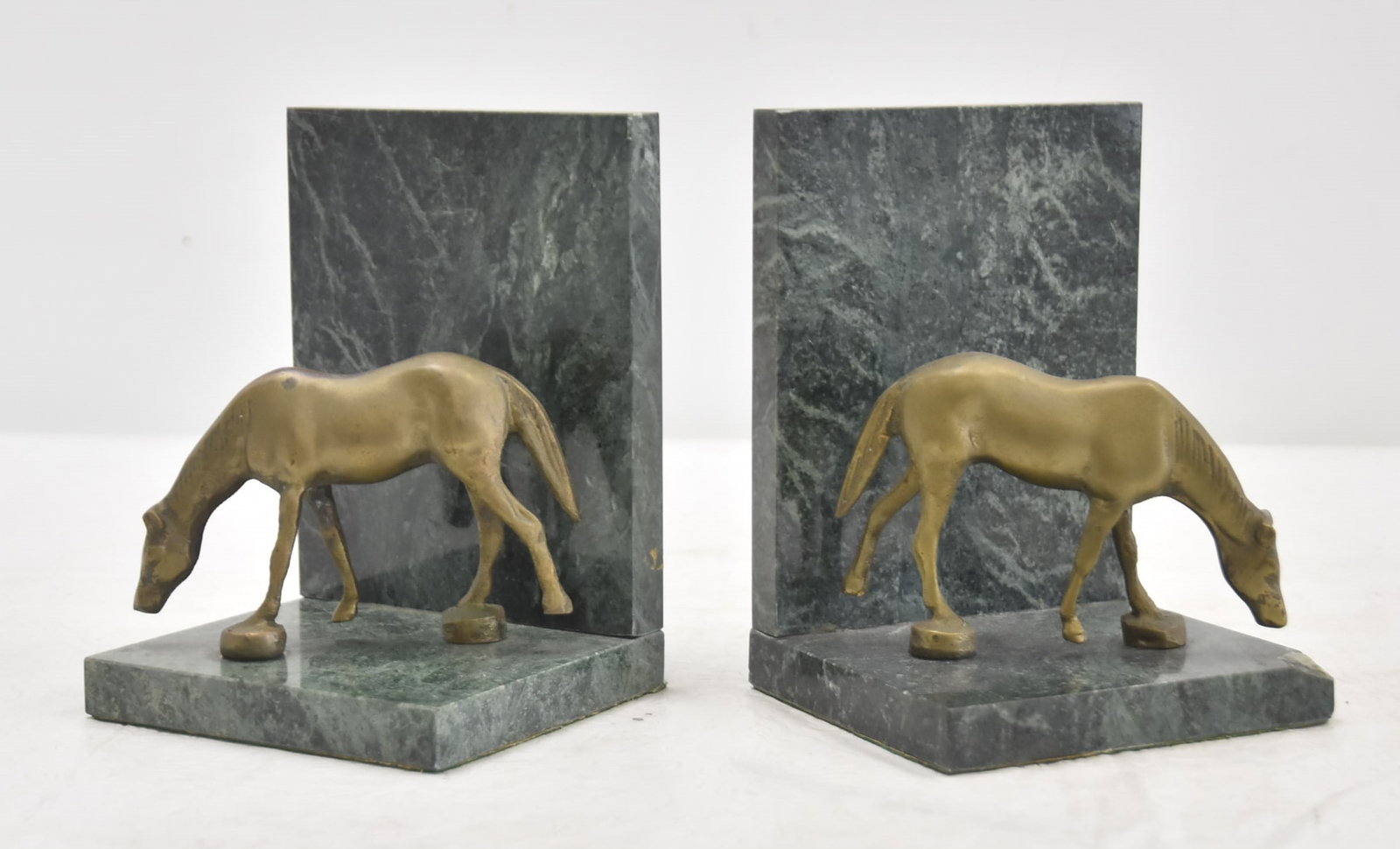 (Pr) MARBLE & BRONZE HORSE BOOKENDS (1 of 7)
