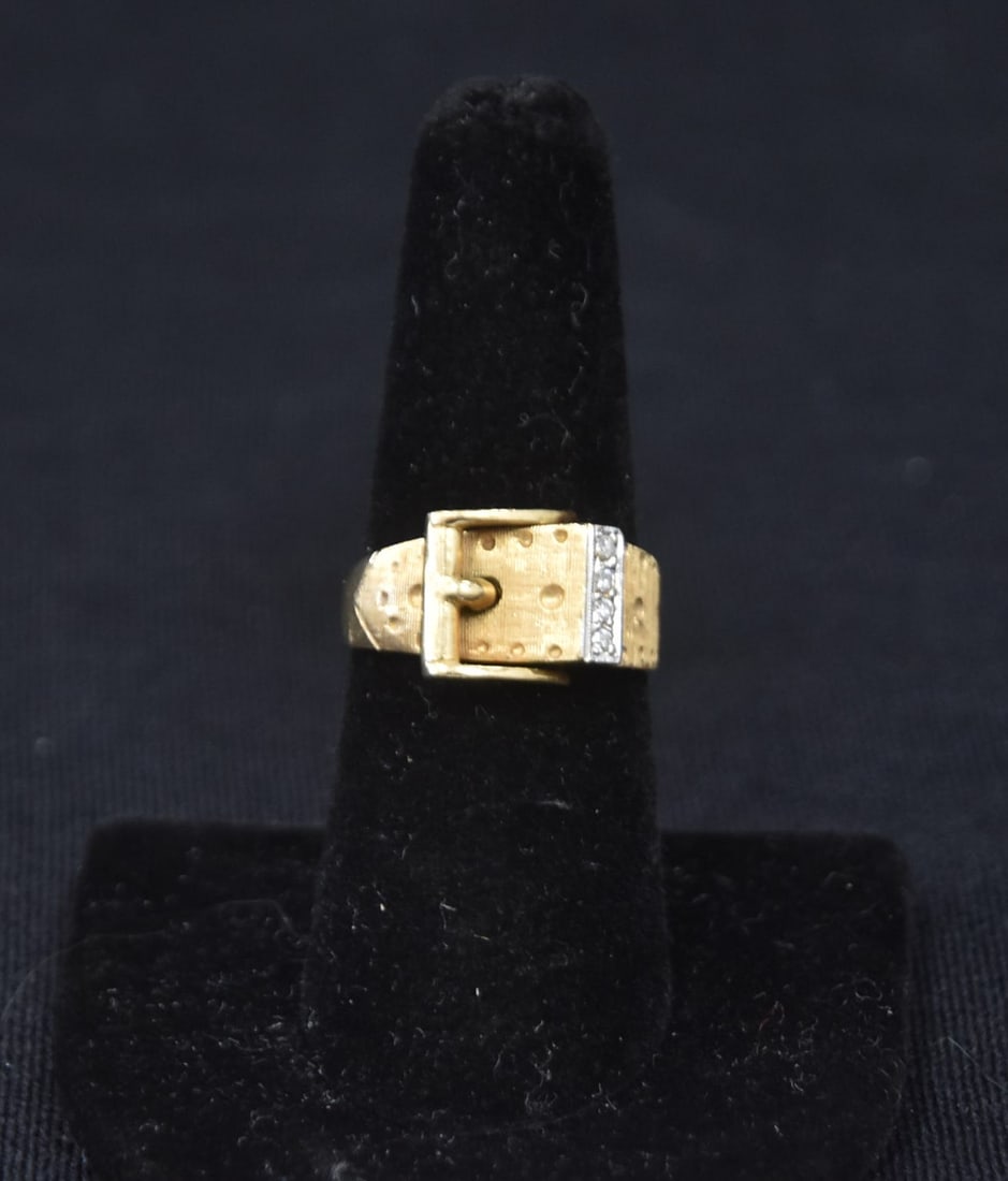 14kt GOLD BUCKLE RING WITH DIAMOND (1 of 8)