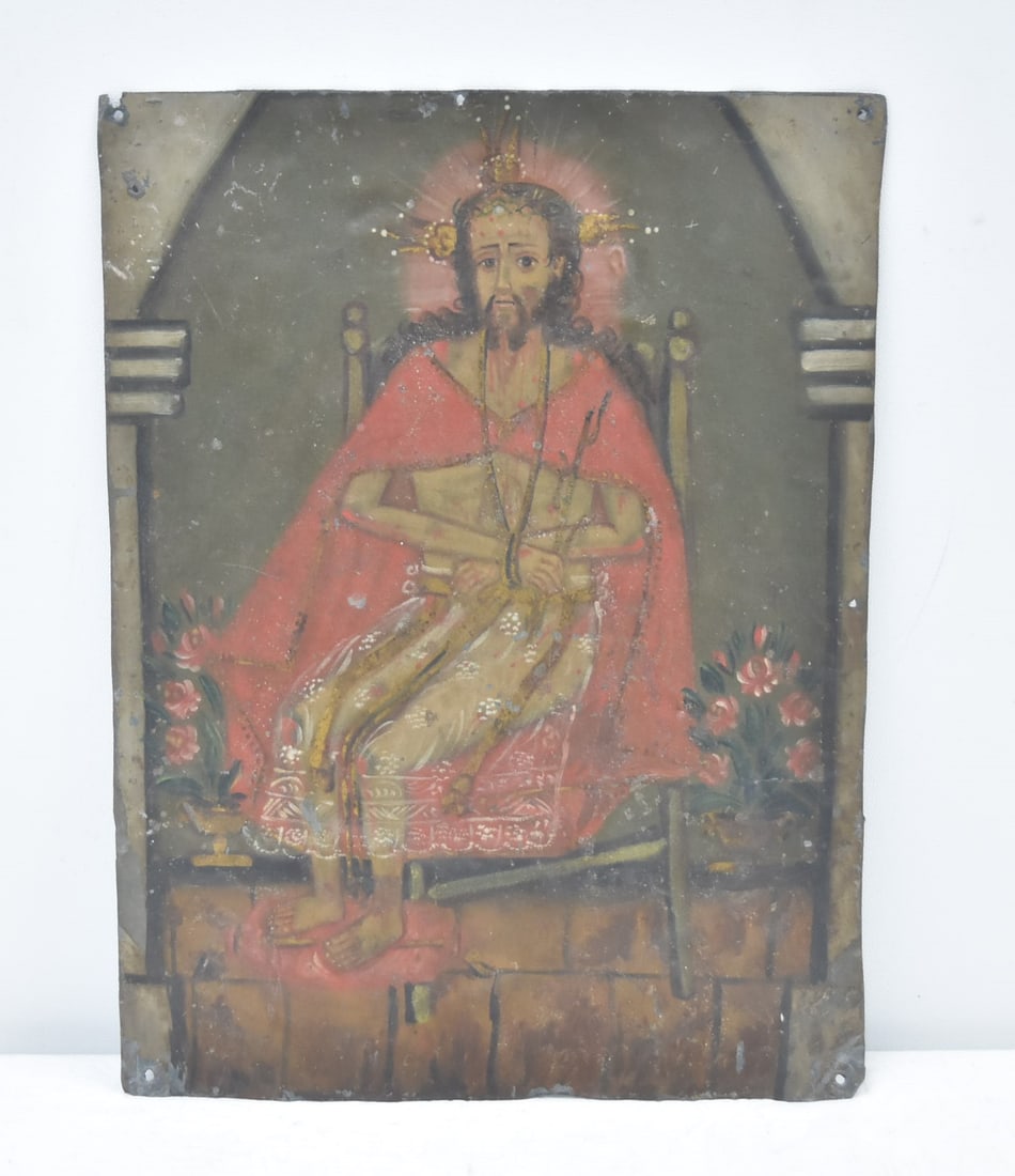 SPANISH COLONIAL RETABLO ON TIN (1 of 9)