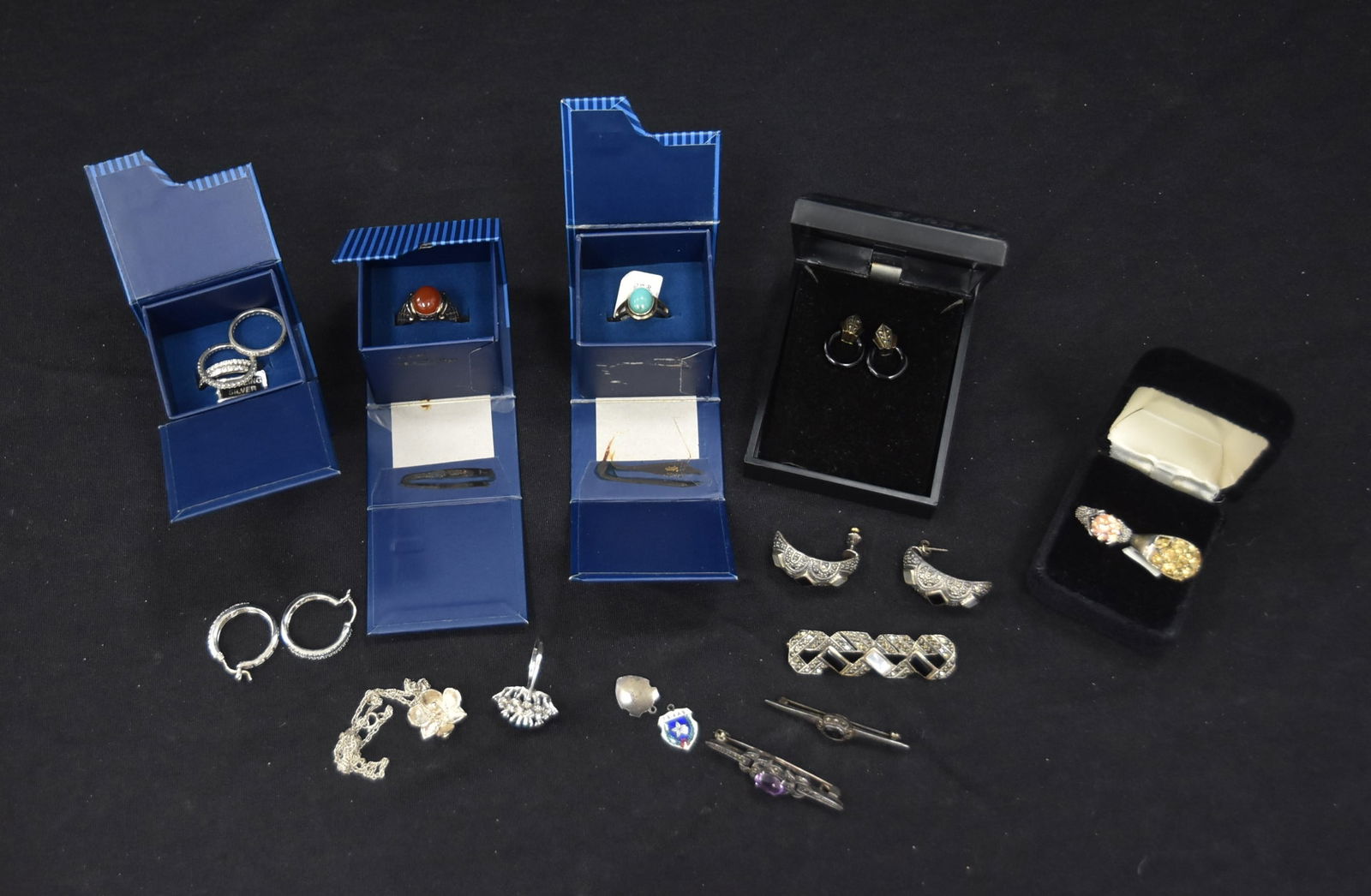 ASSORTED STERLING RINGS , EARRINGS & PINS (1 of 17)