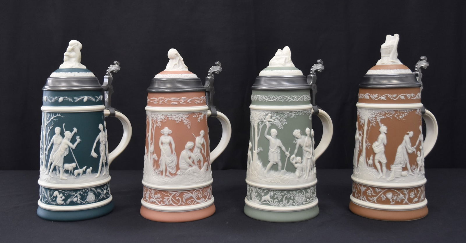 (4) VILLEROY & BOCH METTLACH JASPERWARE STEINS (1 of 20)