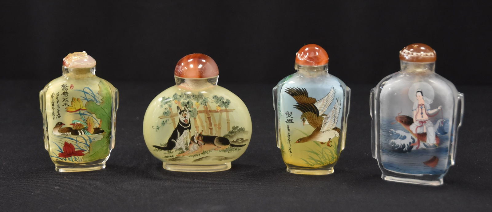 (4) ASIAN REVERSE PAINTED SNUFF BOTTLES (1 of 12)