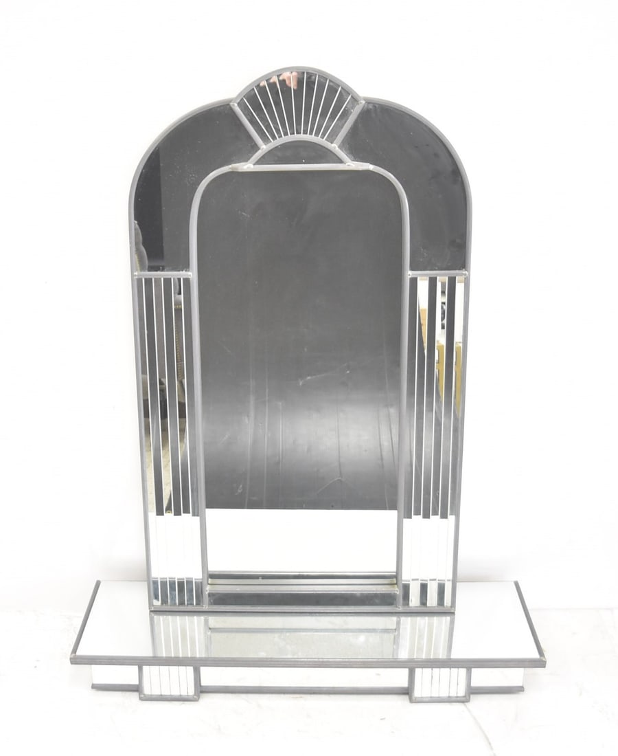 CAROL CANNER FOR CARVERS GUILD MIRROR & CONSOLE: CAROL CANNER FOR CARVERS GUILD MIRRORED "VICTOR CONSOLE " & MATCHING "VICTOR MIRROR" HAND WRITTEN CARVERS GUILD # 8502 , DESIGNED BY CAROL CANNER , CRAFTED BY FRED SCHILBACH - CONSOLE IS 39" x 12" x 5
