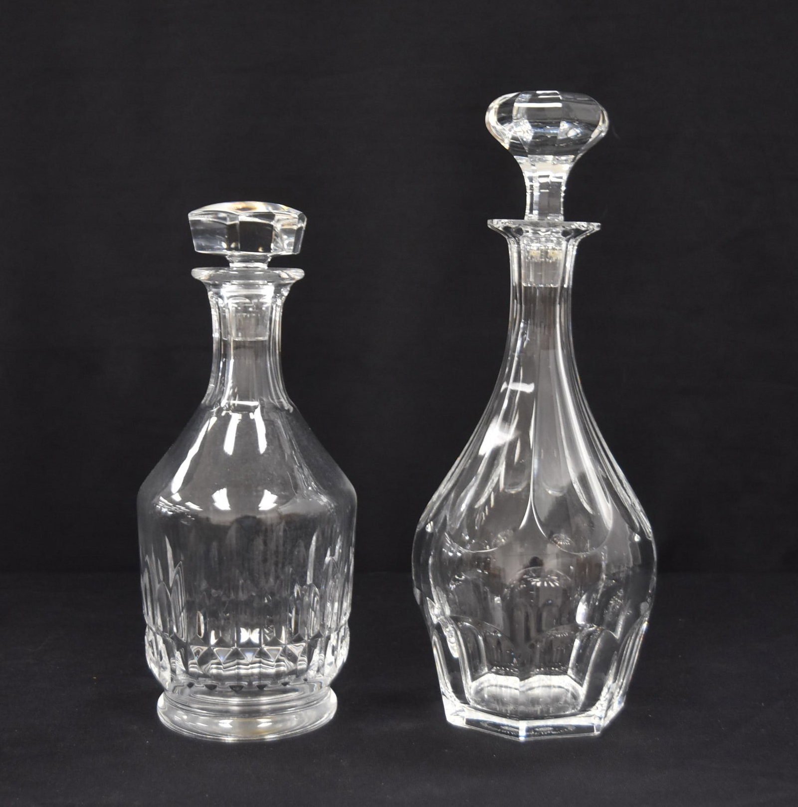 (Pr) BACCARAT CRYSTAL DECANTERS: (Pr) BACCARAT COURVOISIER CRYSTAL DECANTERS - 5" x 12"