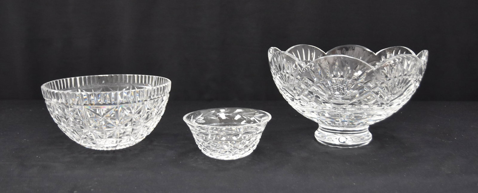 (3) WATERFORD CRYSTAL BOWLS: (3) WATERFORD CUT CRYSTAL BOWLS - 10" x 6"