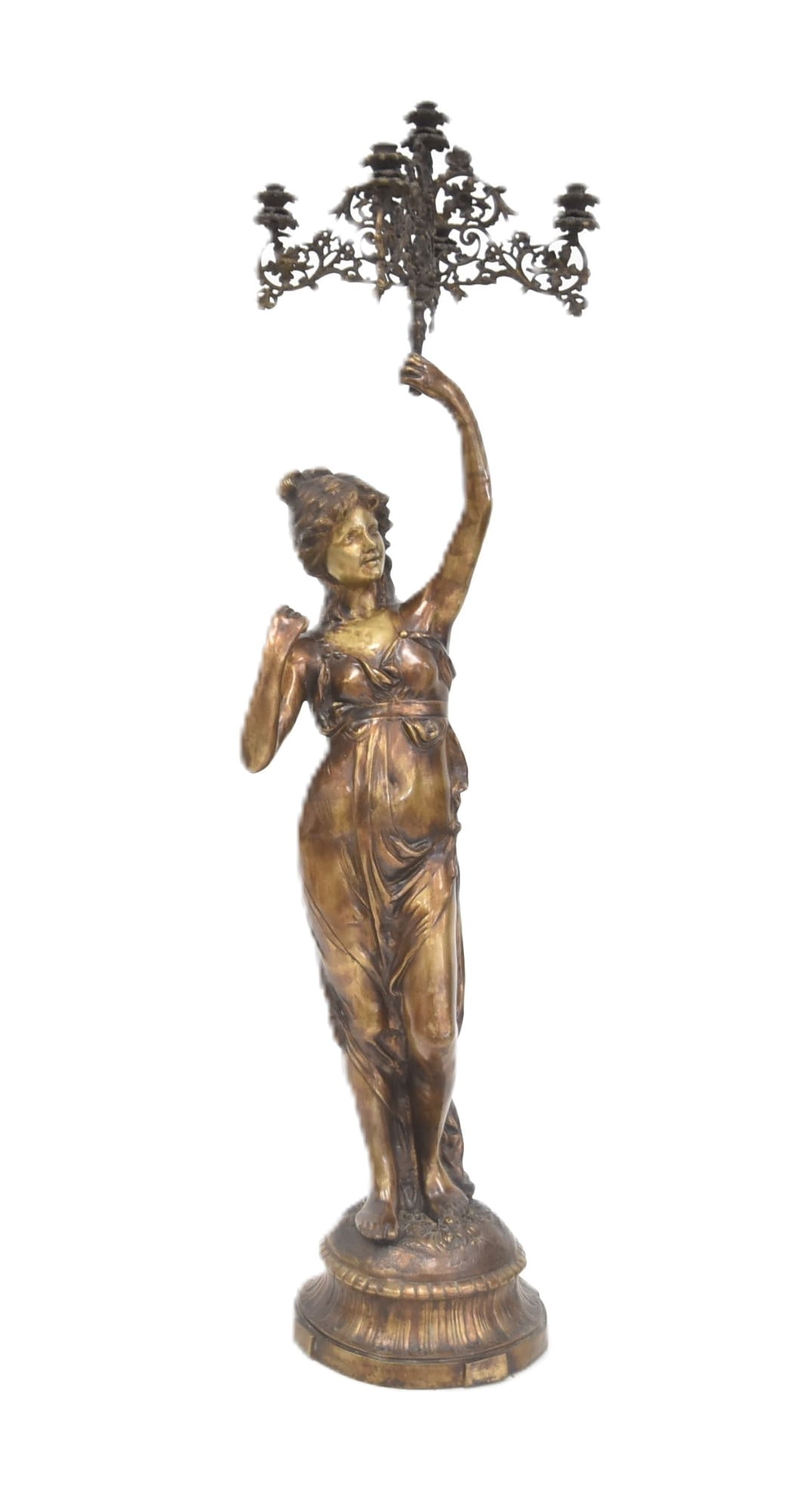 CONTEMPORARY LARGE BRONZE FIGURAL CANDELABRA (1 of 9)