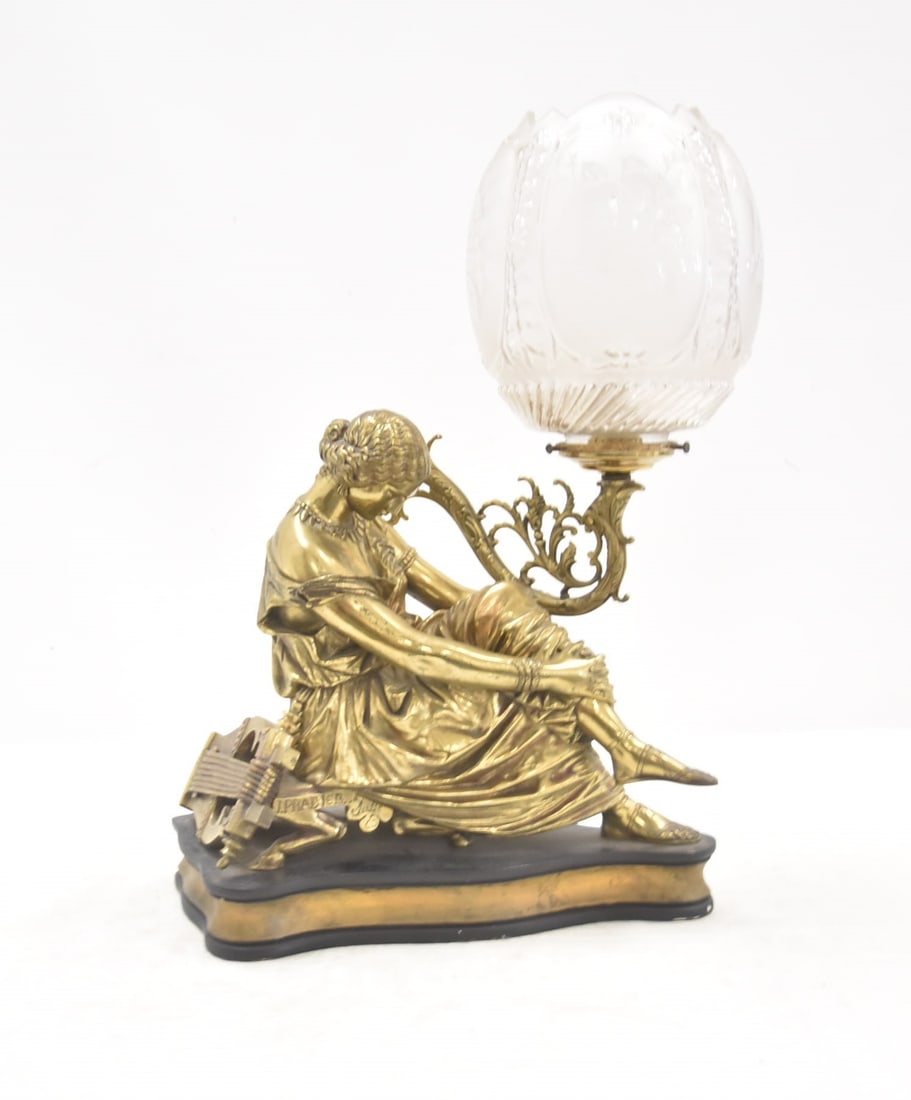 JAMES PRADIER BRONZE FIGURAL SAPHO DESK LAMP (1 of 11)