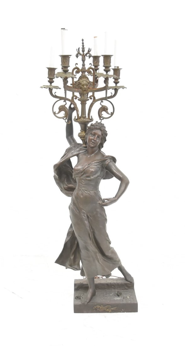 HENRI LOUIS LA VASSEUR ,BRONZE FIGURAL NEWELL POST (1 of 15)