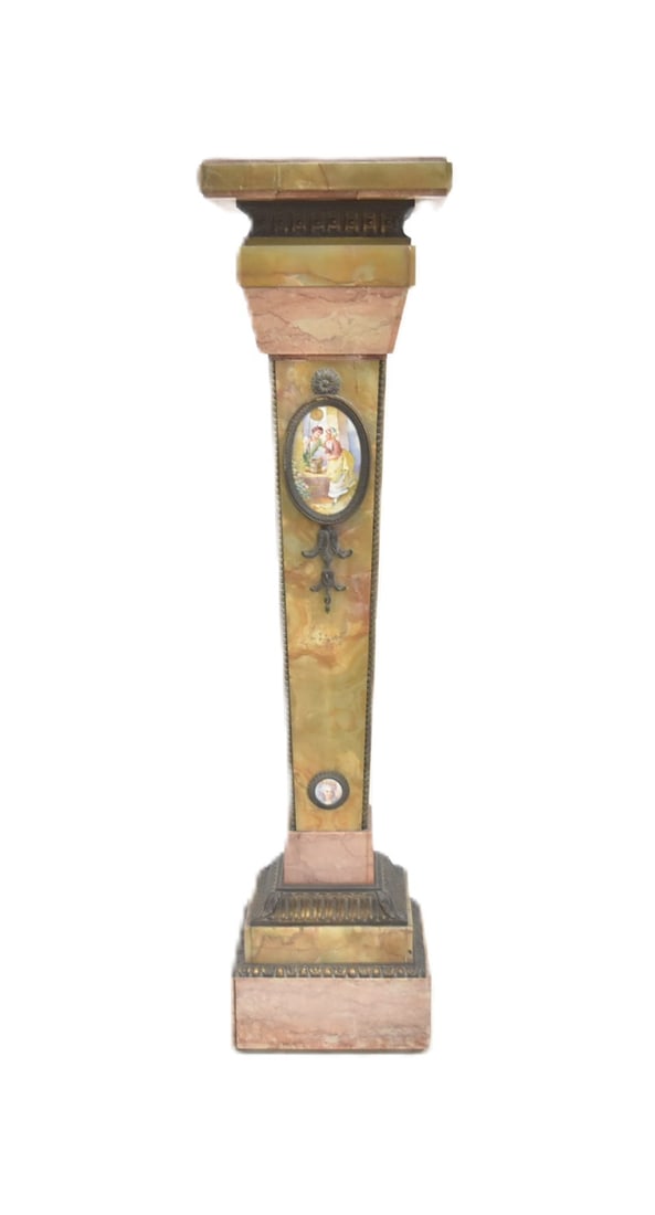 MULTI COLOR ONYX PEDESTAL WITH PORCELAIN CAMEO (1 of 11)