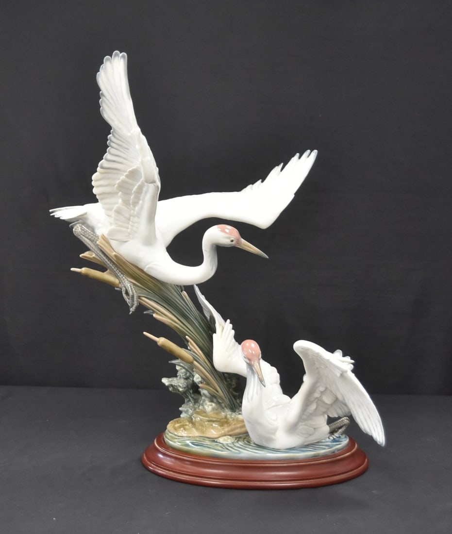 LARGE LLADRO "CRANES" PORCELAIN GROUPING (1 of 10)