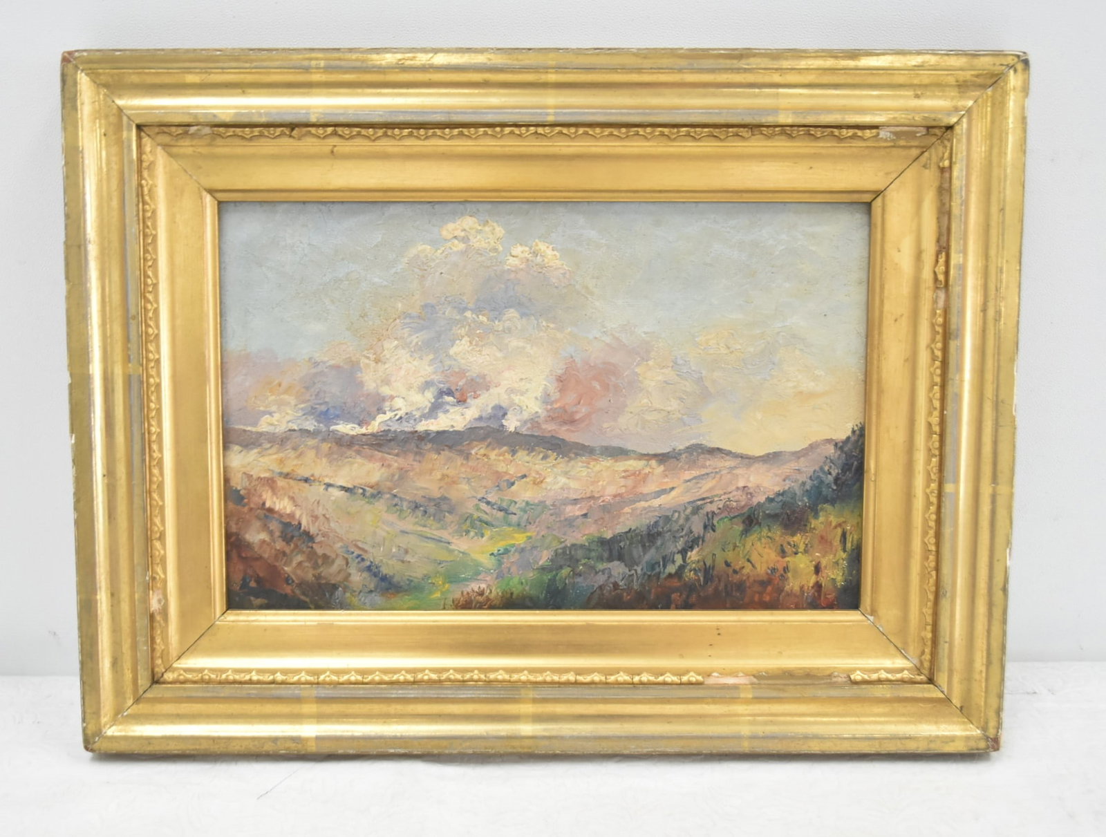 IMPRESSIONIST OIL ON BOARD LANDSCAPE: IMPRESSIONISM OIL ON BOARD MOUNTAIN & TREES LANDSCAPE - 9 1/2" x 6" ; 13" x 10"