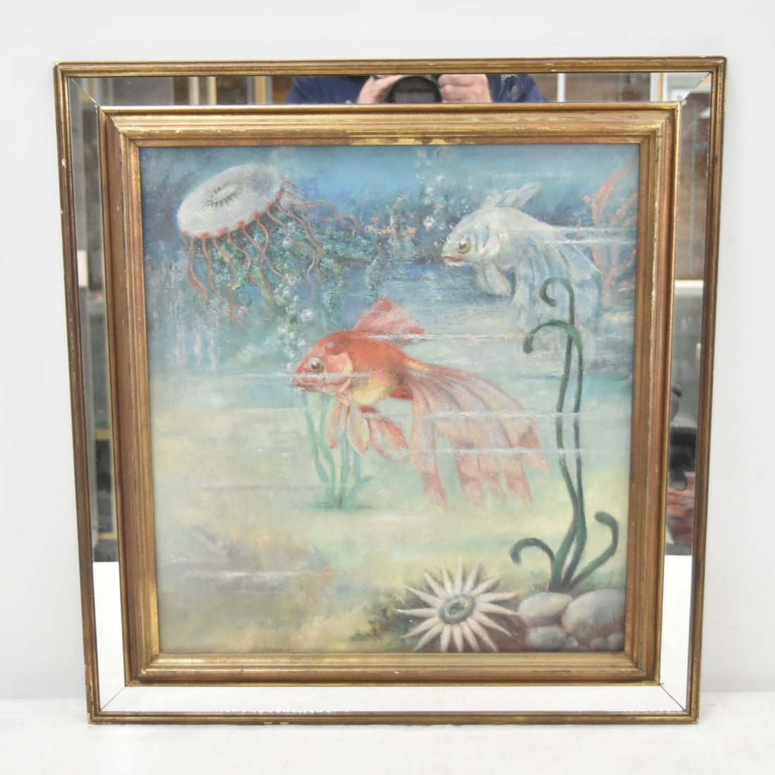 OIL ON CANVAS FISH WITH MIRRORED FRAME (1 of 8)