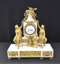 LARGE MARTINOT PARIS , BRONZE & MARBLE CLOCK