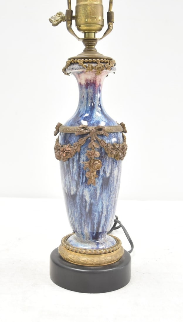 BRONZE MOUNTED FLAMBE GLAZE PORCELAIN LAMP (1 of 10)