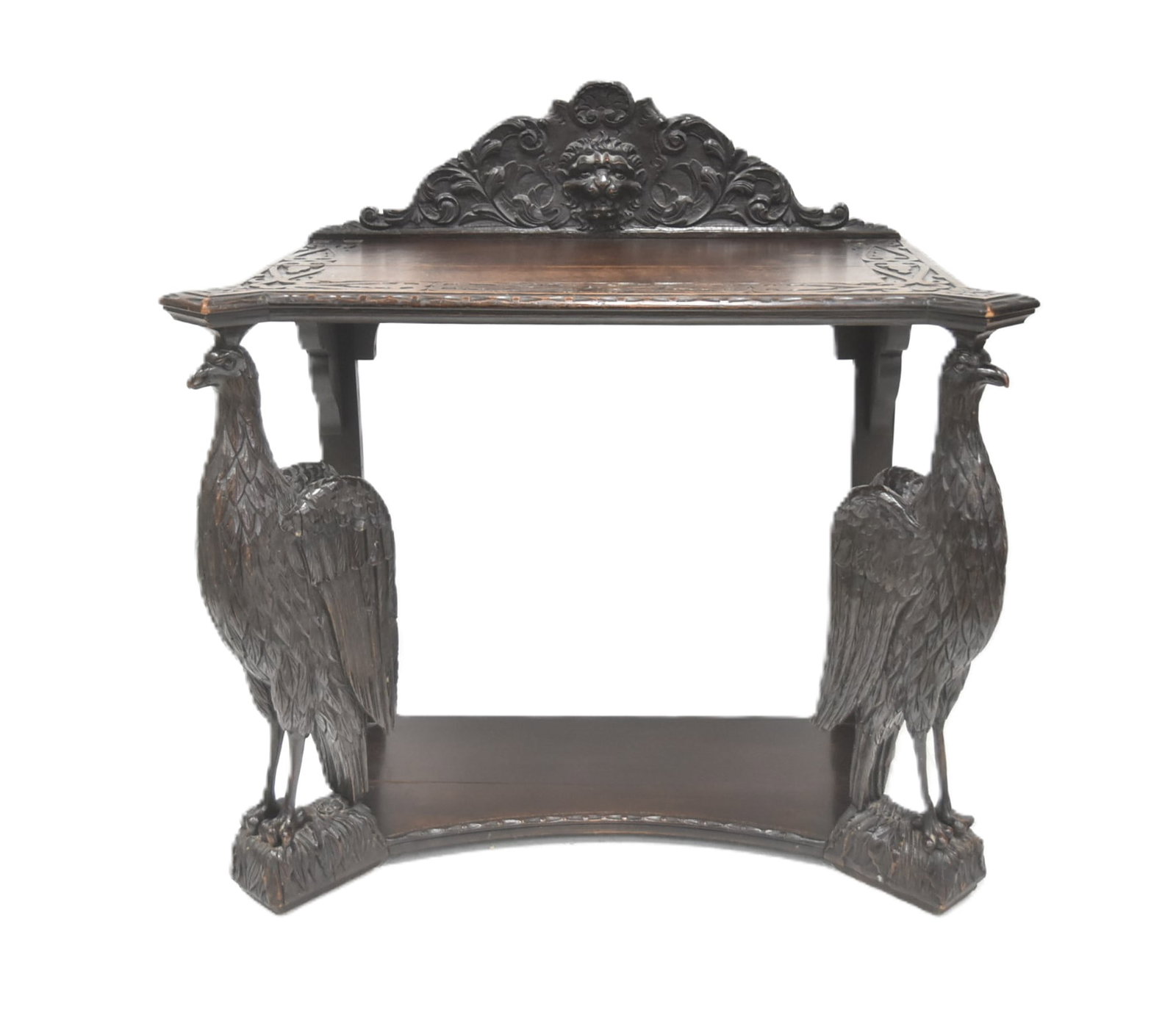 HEAVILY CARVED OAK TABLE WITH EAGLES (1 of 9)