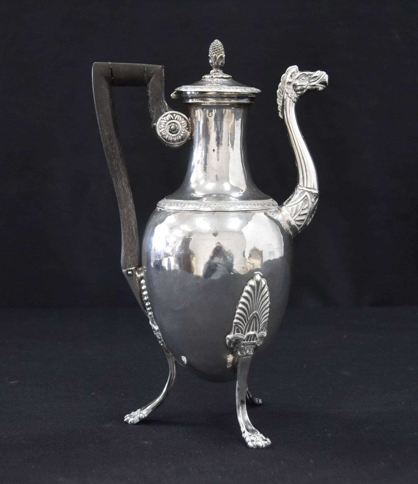FRENCH EMPIRE SILVER TEA POT WITH HORSE SPOUT (1 of 12)