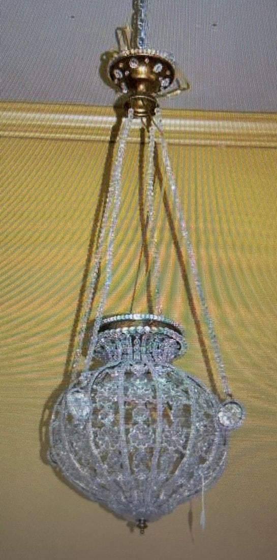 CONTEMPORARY BEADED CRYSTAL BALL CHANDELIER (1 of 3)