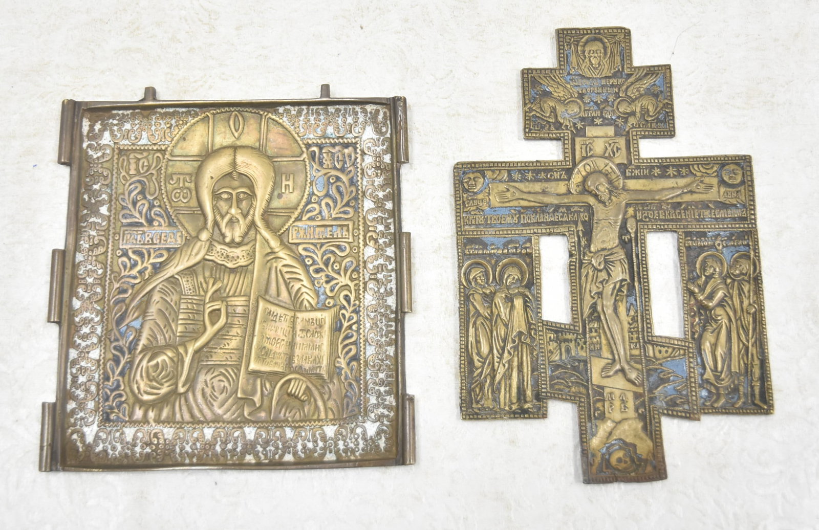(2) RUSSIAN BRONZE RELIGOUS ICON PLAQUES (1 of 11)