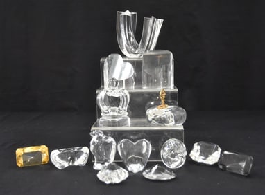 (9)pc ASSORTED STEUBEN PAPERWEIGHTS / GEMSTONES