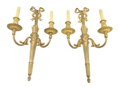 PAIR OF FRENCH LXVI BRONZE TORCH SCONCES