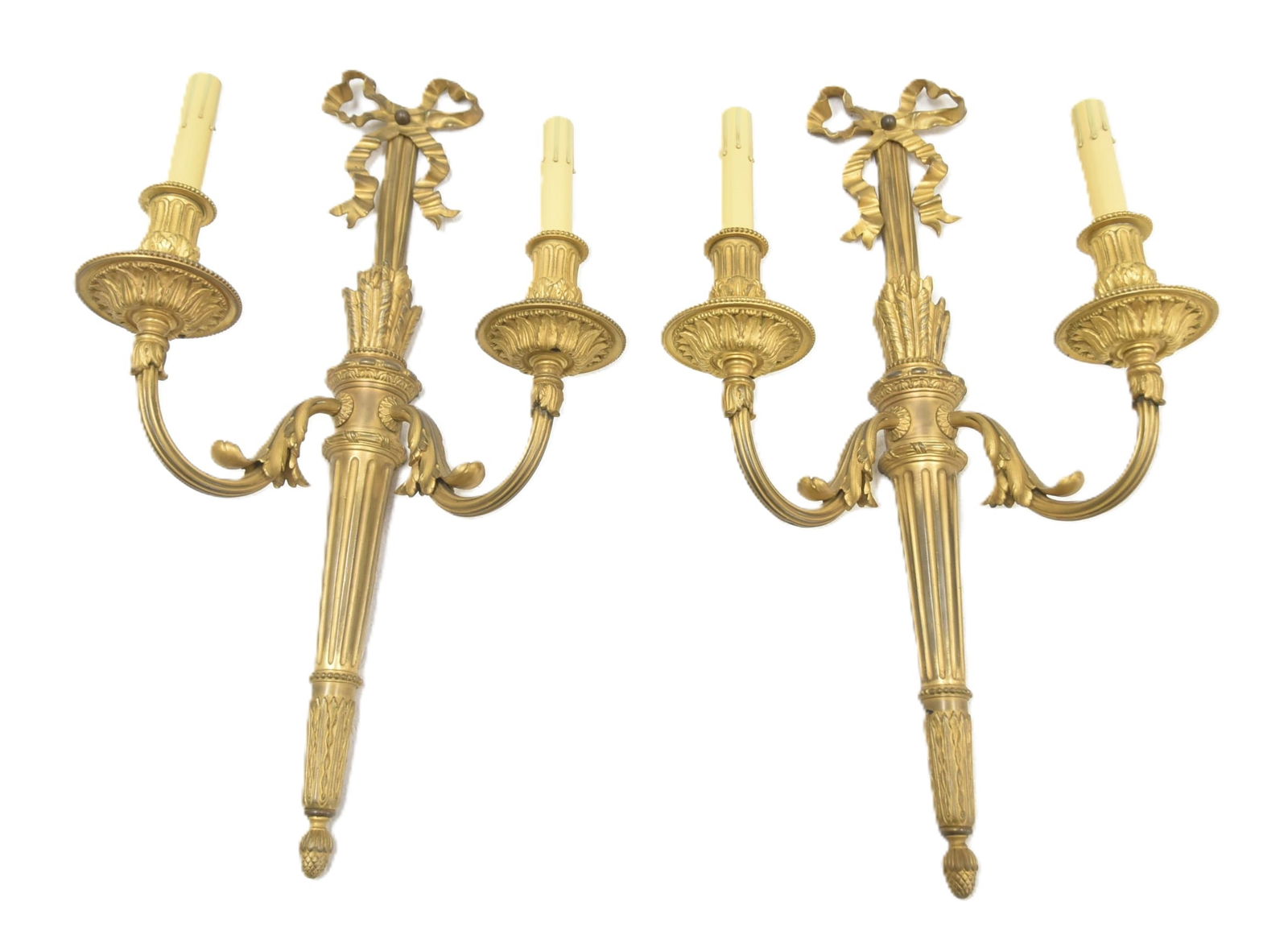 PAIR OF FRENCH LXVI BRONZE TORCH SCONCES (1 of 12)