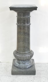 LARGE ANTIQUE GREEN GRANITE COLUMN PEDESTAL