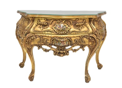 2-DRAWER GILDED WOOD CONSOLE TABLE