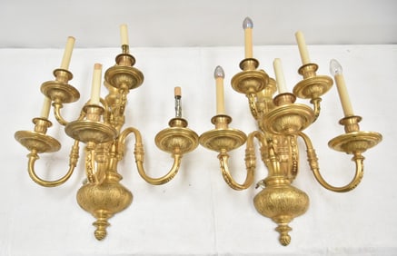 (Pr) LARGE BRONZE 5-LIGHT SCONCES