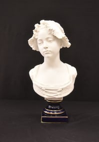 ERNESTO TROILI BISCUIT PORCELAIN BUST OF WOMAN