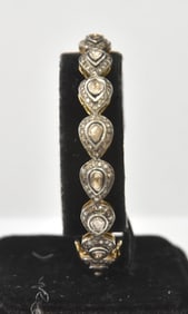 2-TONE 14kt GOLD TABLE CUT DIAMOND BRACELET