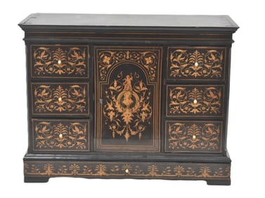 LARGE MARQUETRY INLAID JEWELRY BOX